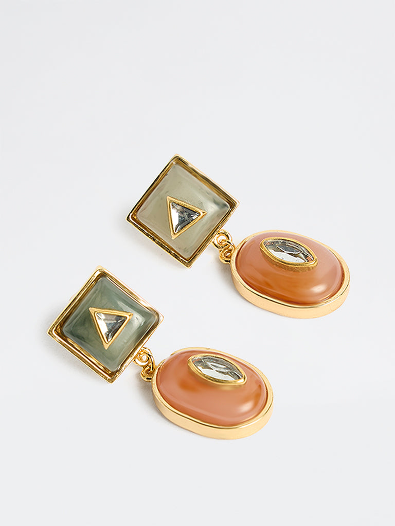 Westside Accessories Multicolour Gemstone Studded Statement Dangler Earrings