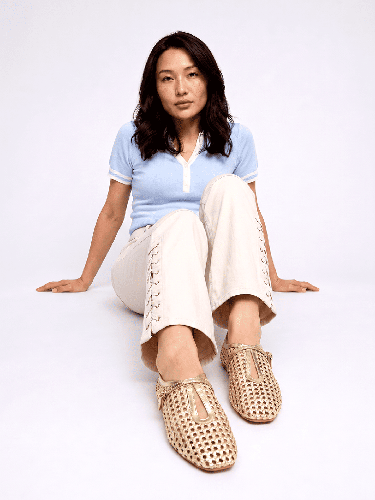LUNA BLU Gold Mary Jane Shoes