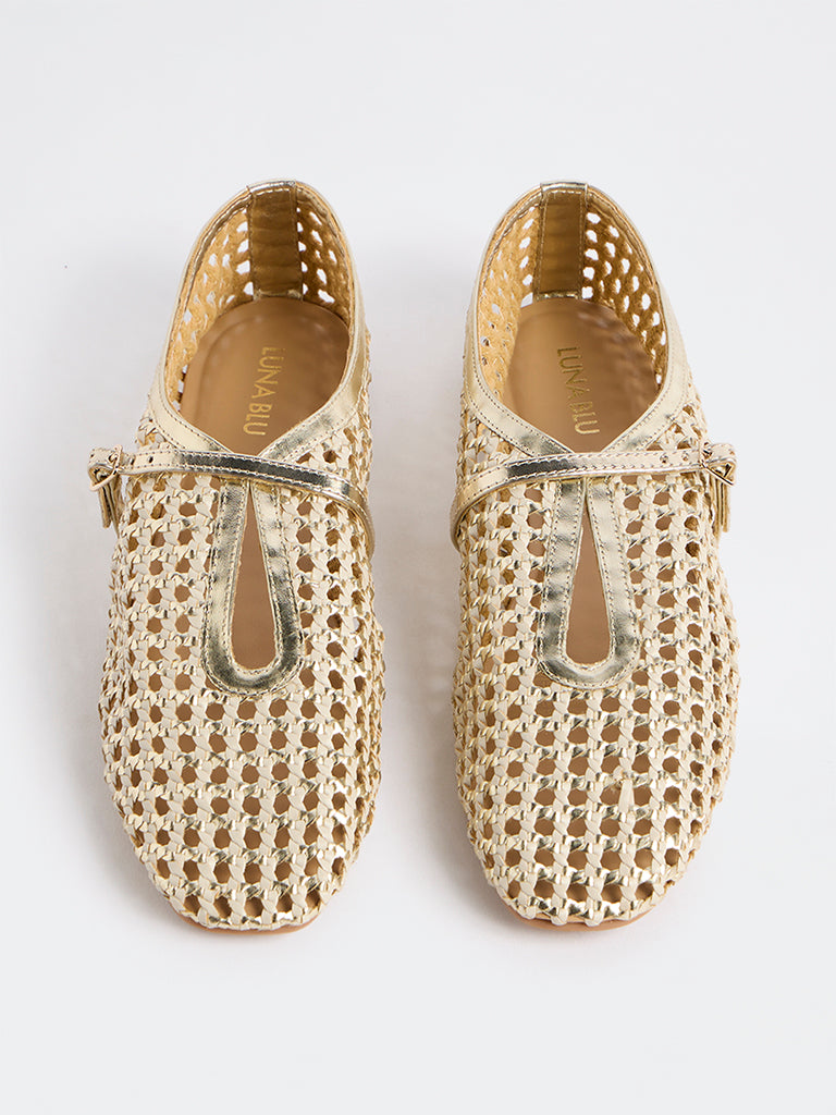 LUNA BLU Gold Mary Jane Shoes