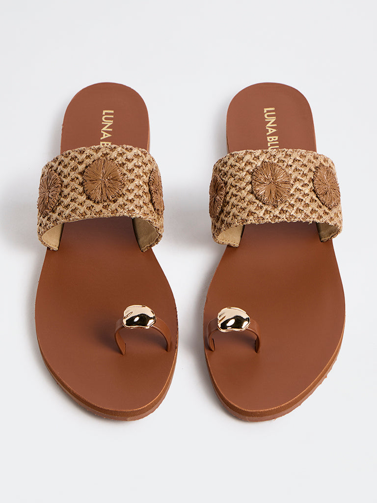 LUNA BLU Tan Toe-Ring Sandals