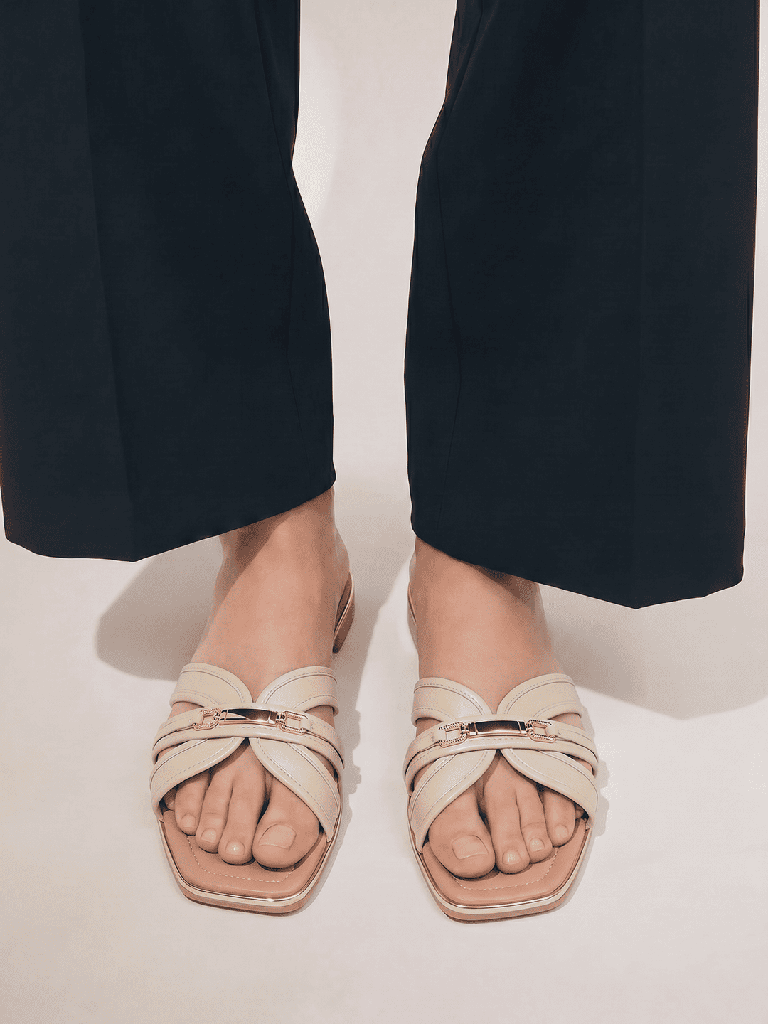 LUNA BLU Cream Slides