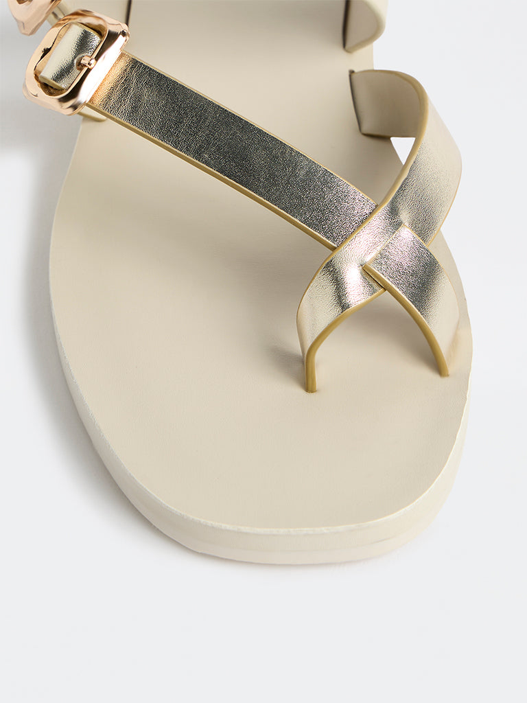 LUNA BLU Ivory Dual-Strap Buckled Sandals
