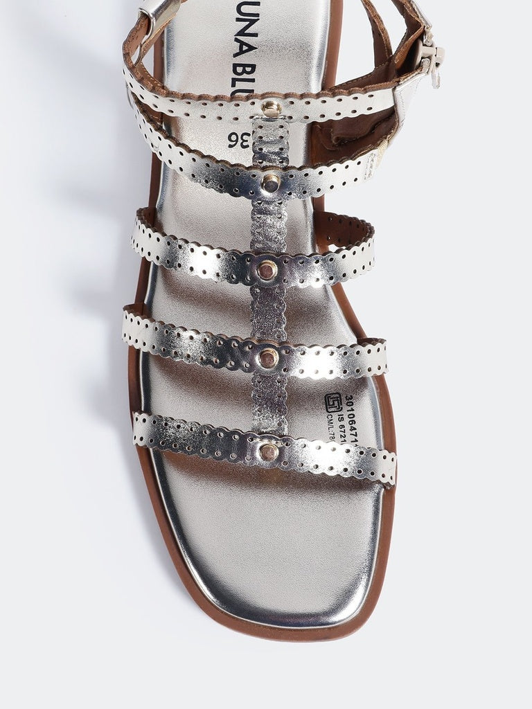 LUNA BLU Silver Flat Sandals