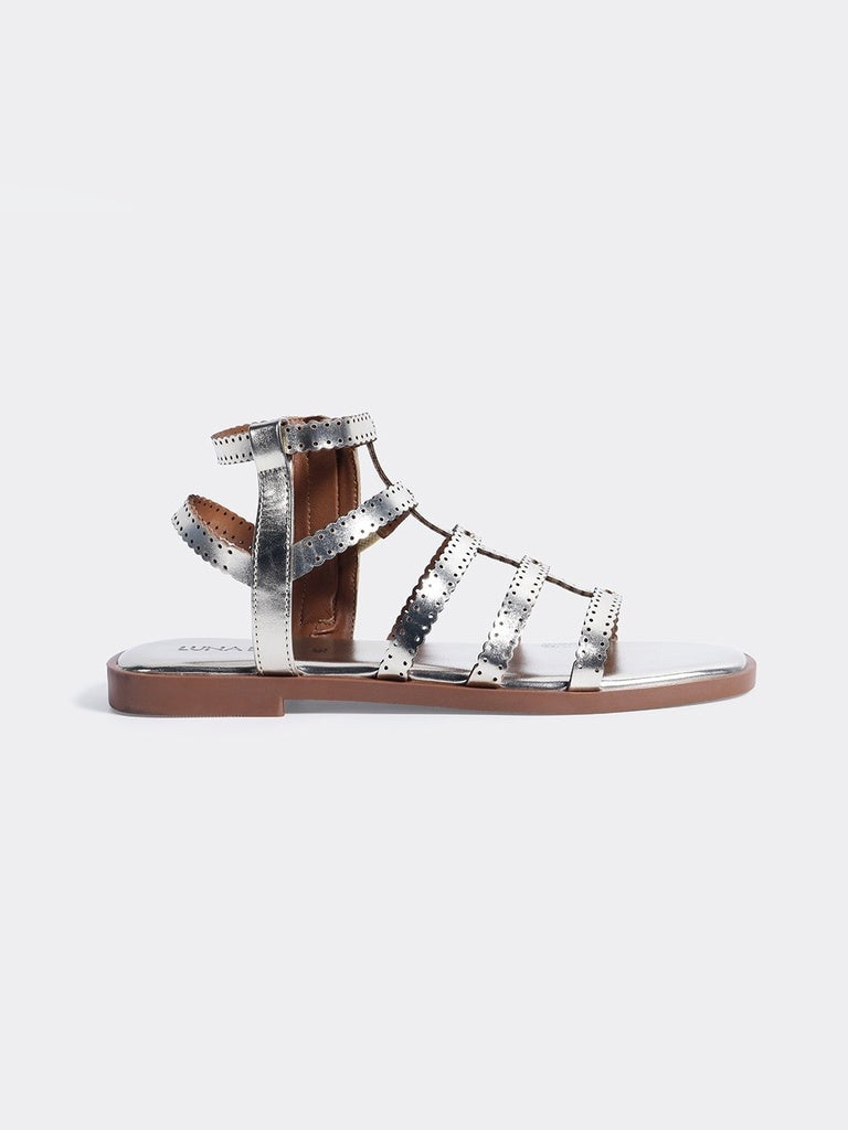 LUNA BLU Silver Flat Sandals