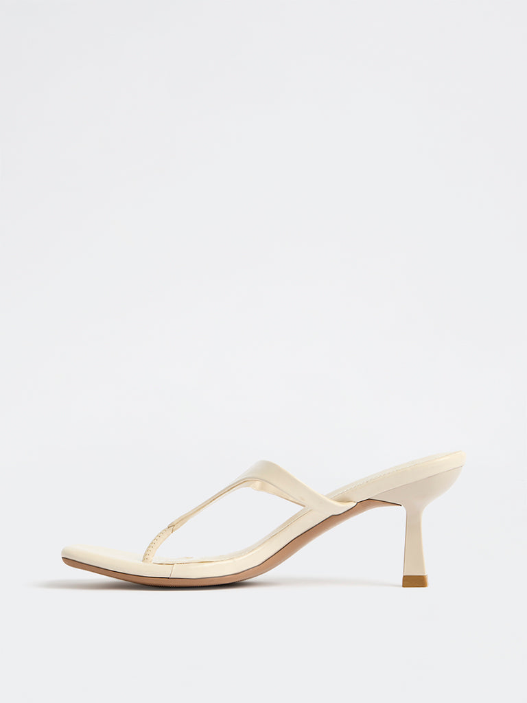 LUNA BLU Ivory Thong-Strap Heel Sandals