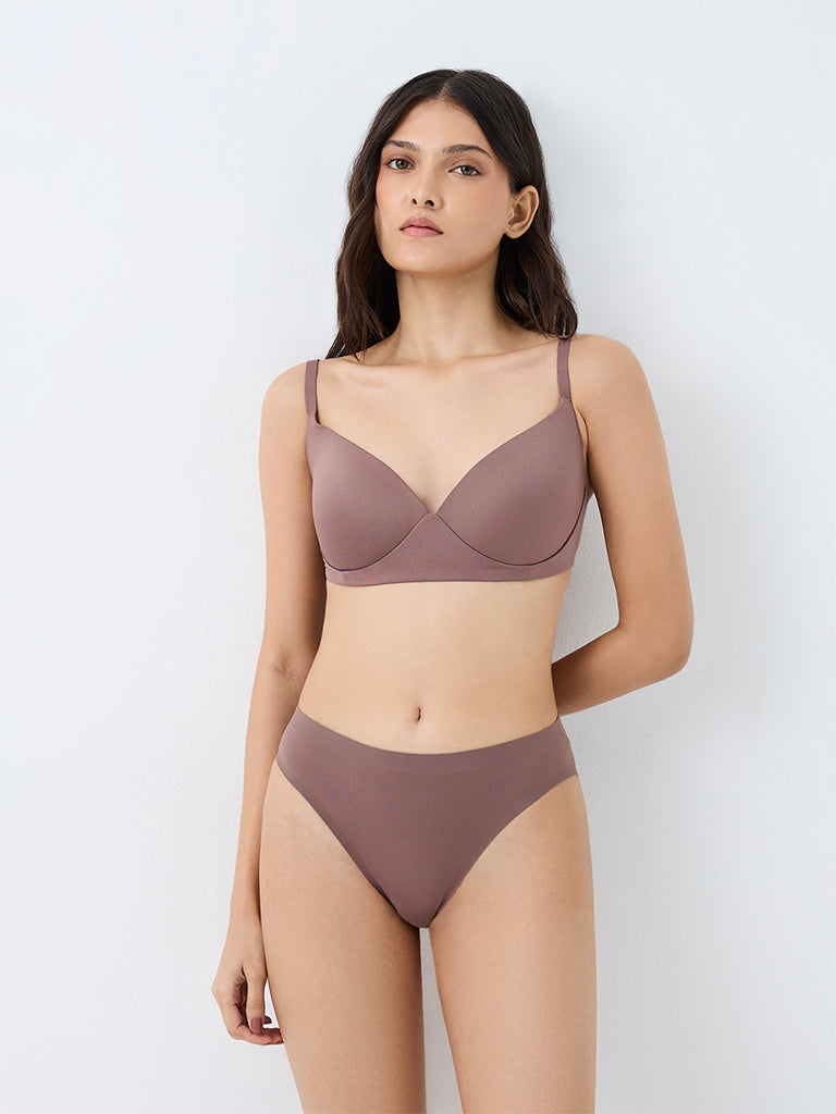 Wunderlove Brown Invisible Hi-Leg Briefs