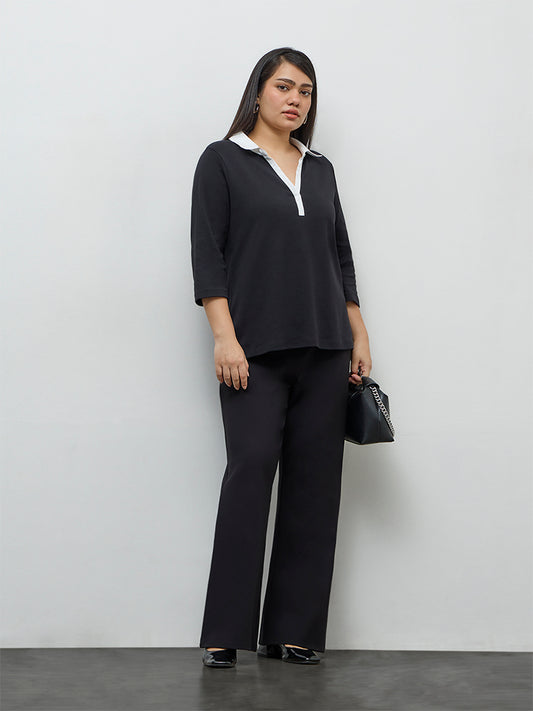 Gia Black Solid Cotton Blouse