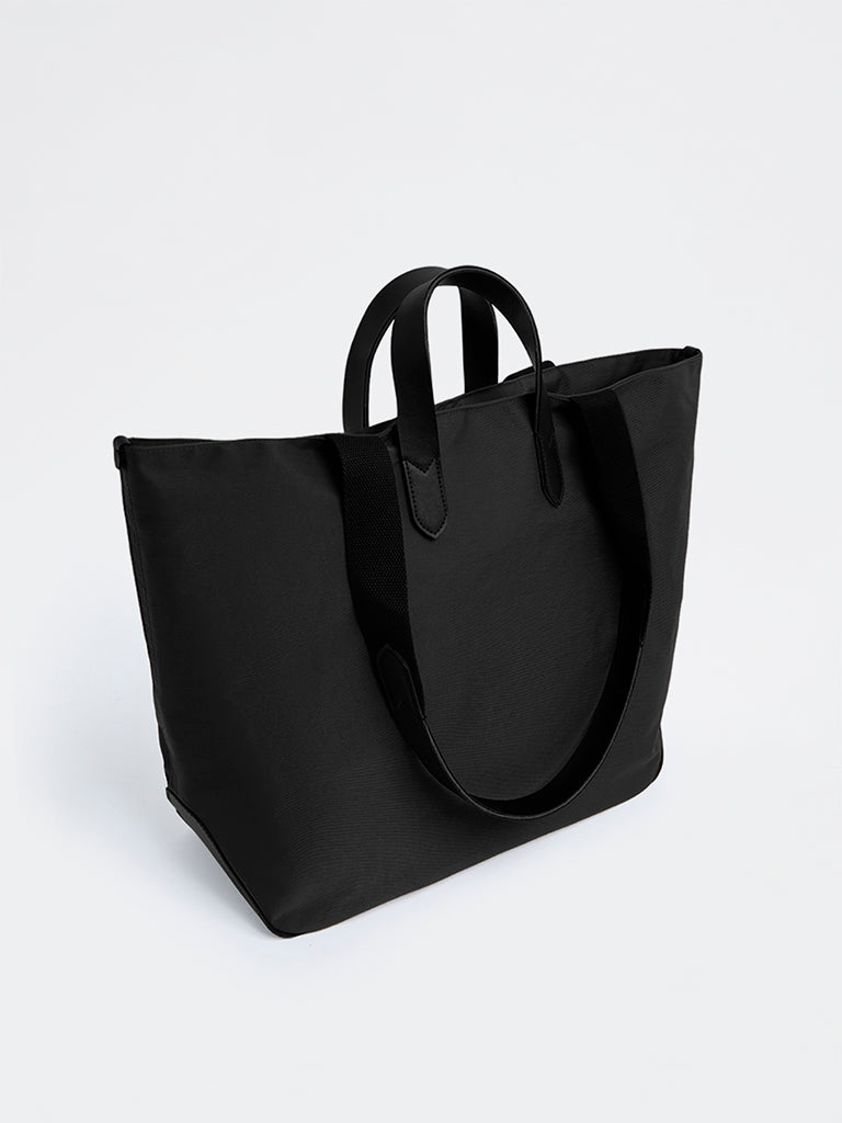 Westside Black Solid Tote Bag