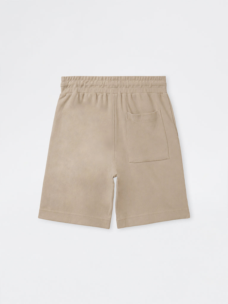 Nuoflexx Beige Relaxed-Fit Mid-Rise Cotton-Blend Shorts