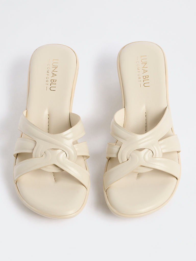 LUNA BLU Ivory Multi-Strap Comfort Sandals