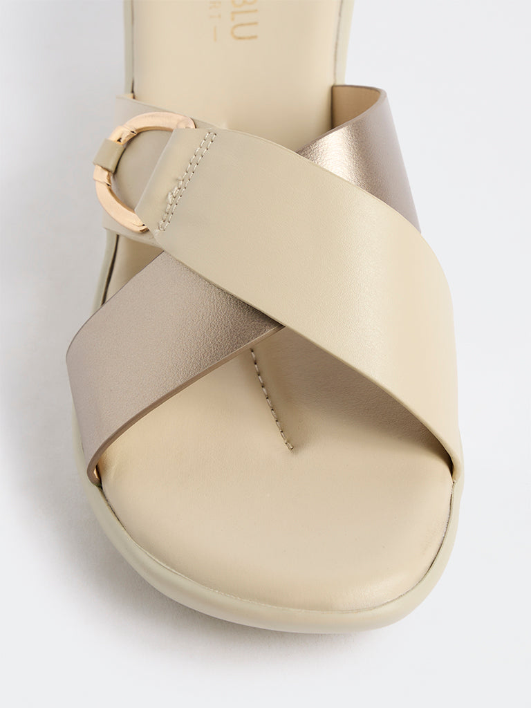 LUNA BLU Ivory Criss-Cross Strap Comfort Sandals