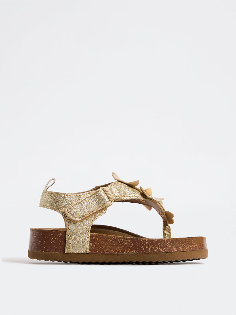 Yellow Gold Thong-Strap Sandals
