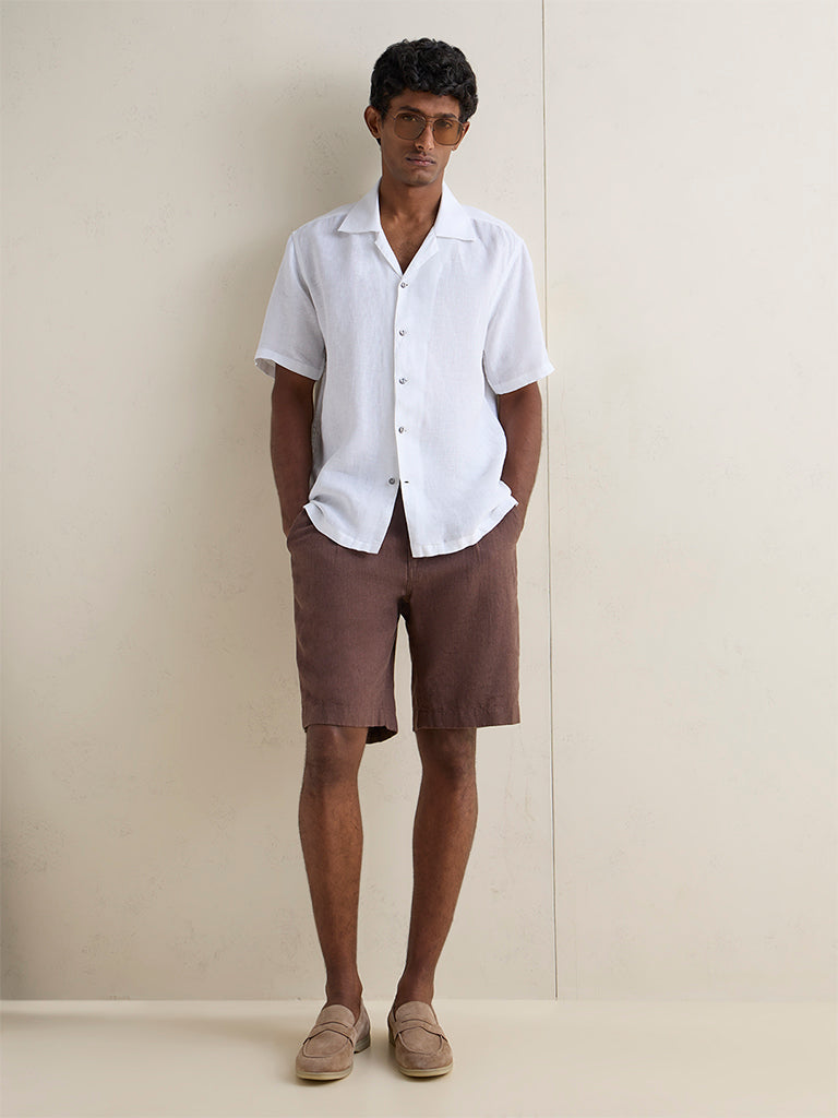 Ascot Off-White Relaxed-Fit Linen Shirt
