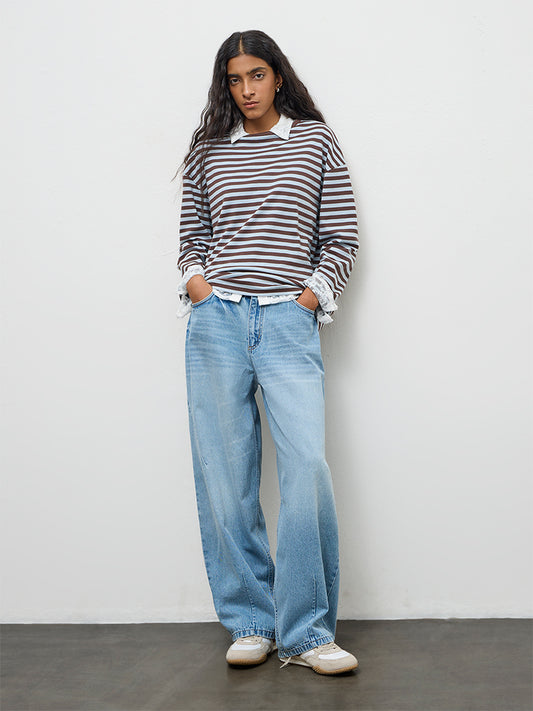 Nuon Light Blue Washed High-Rise Jeans