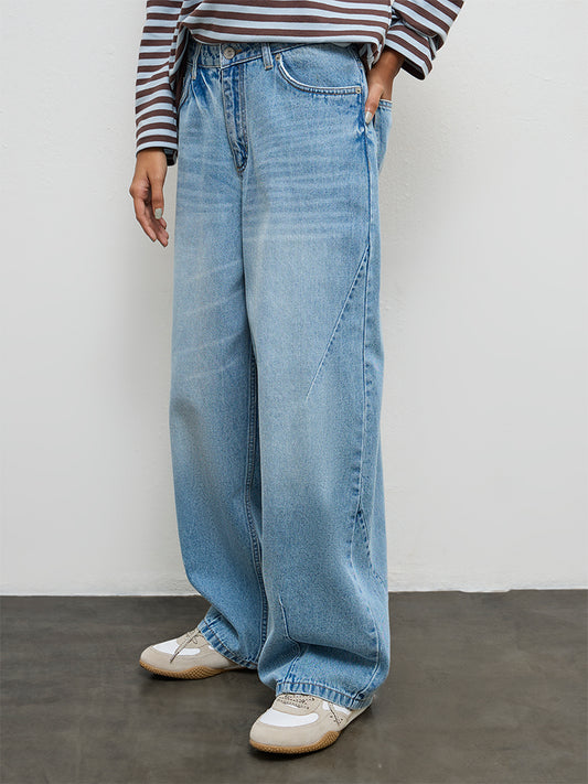 Nuon Light Blue Washed High-Rise Jeans