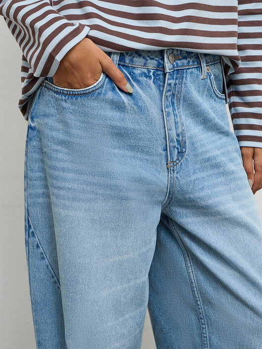 Nuon Light Blue Washed High-Rise Jeans