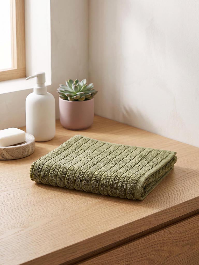 Westside Home Dark Olive Self-Striped Hand Towel