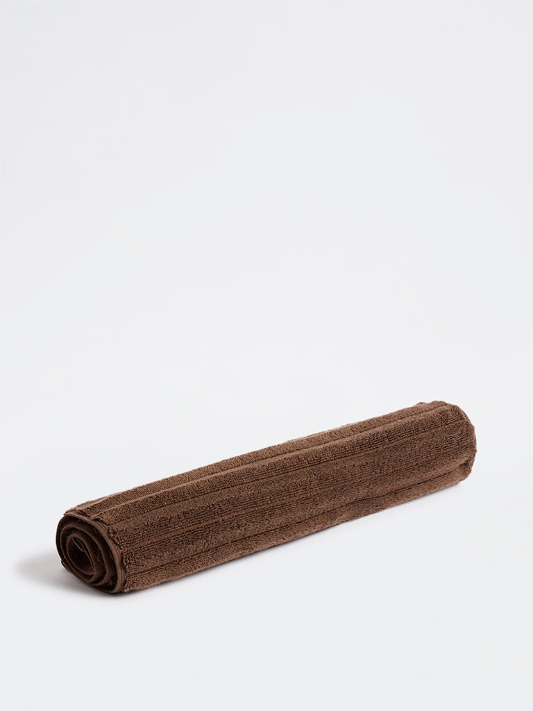 Westside Home Dark Brown Self-Striped Hand Towel