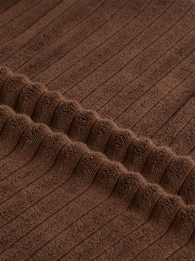 Westside Home Dark Brown Self-Striped Bath Towel