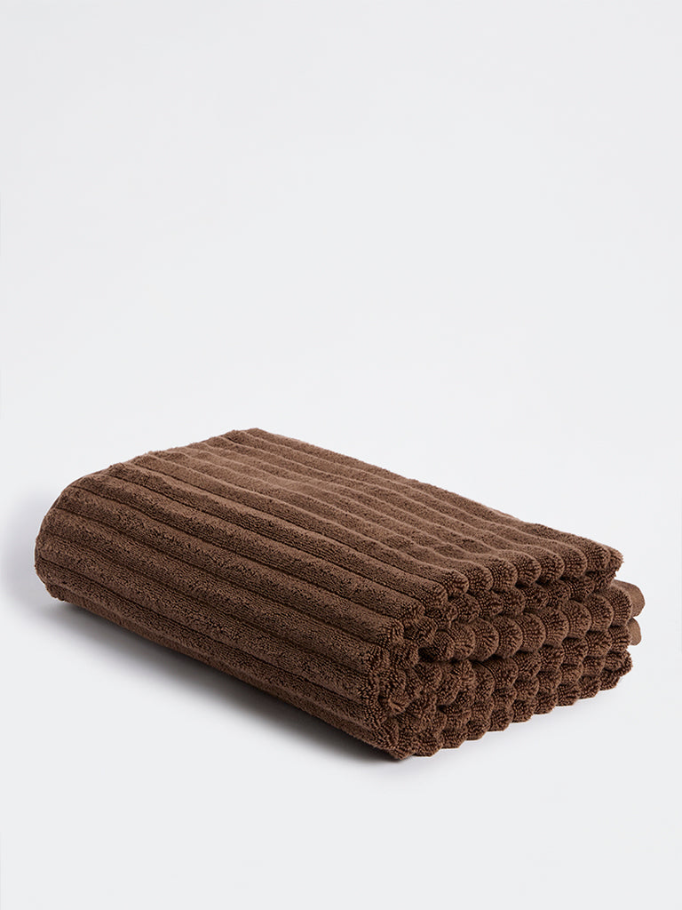 Westside Home Dark Brown Self-Striped Bath Sheet