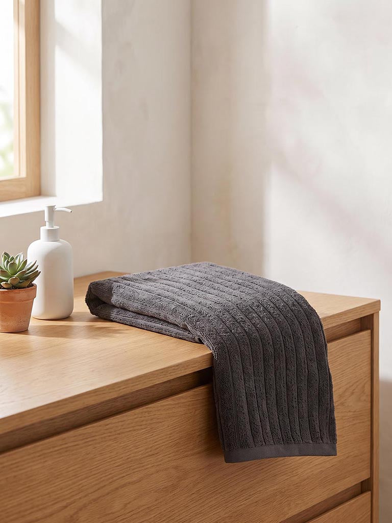 Westside Home Charcoal Self-Striped Hand Towel