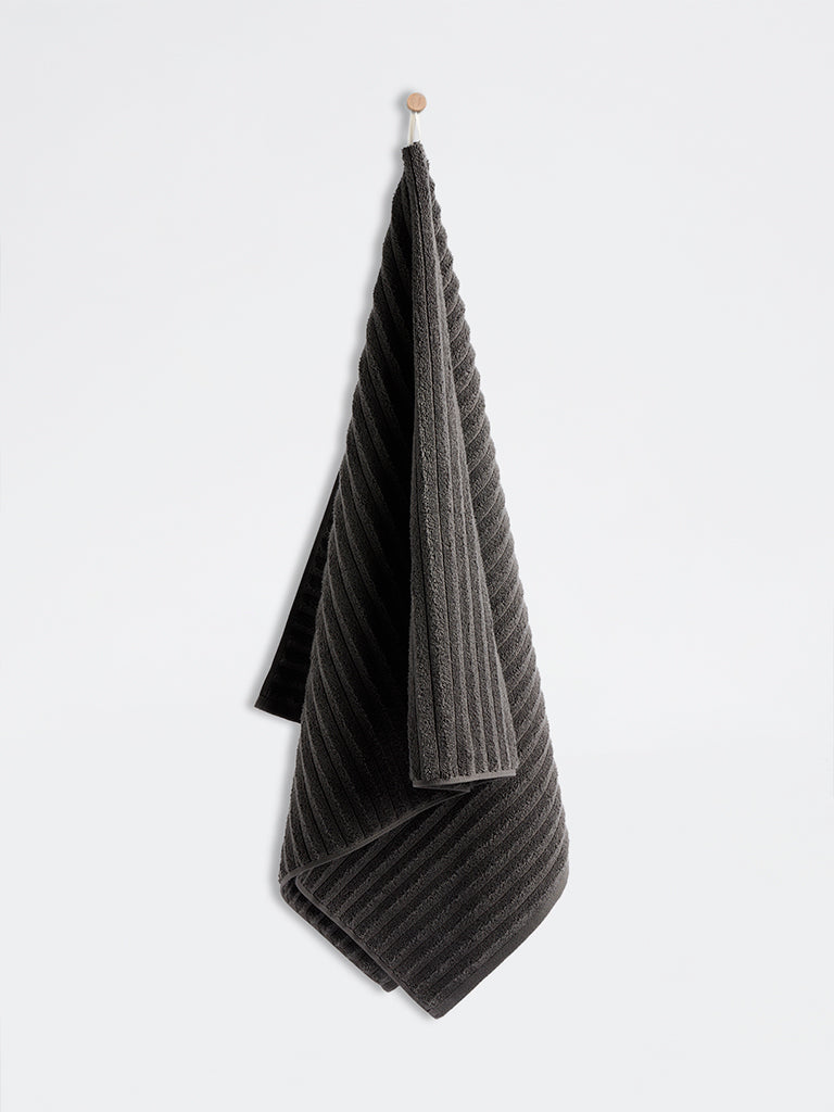 Westside Home Charcoal Self-Striped Bath Towel