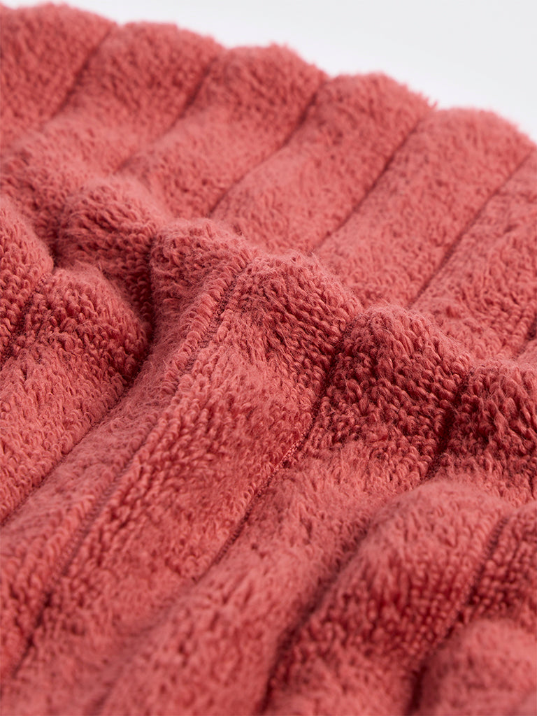 Westside Home Red Self-Striped Face Towels - Set of 2