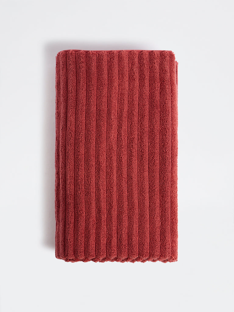 Westside Home Red Self-Striped Bath Sheet