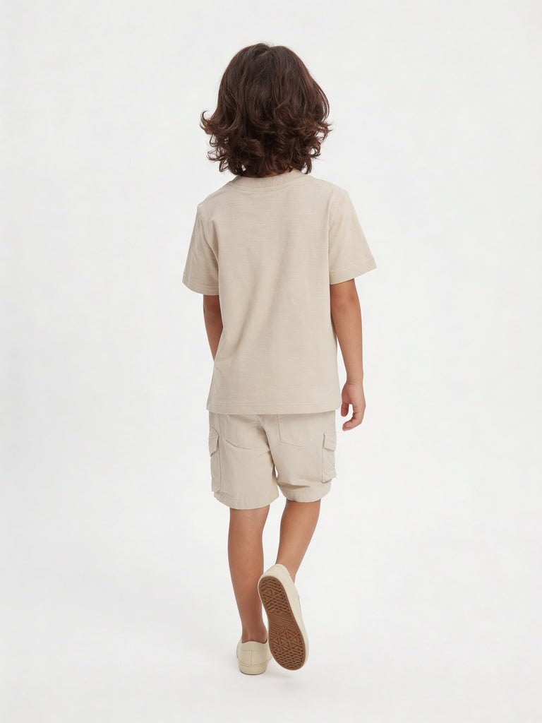 HOP Kids Boys Off-White Car Print Cotton Comfort Fit Shorts