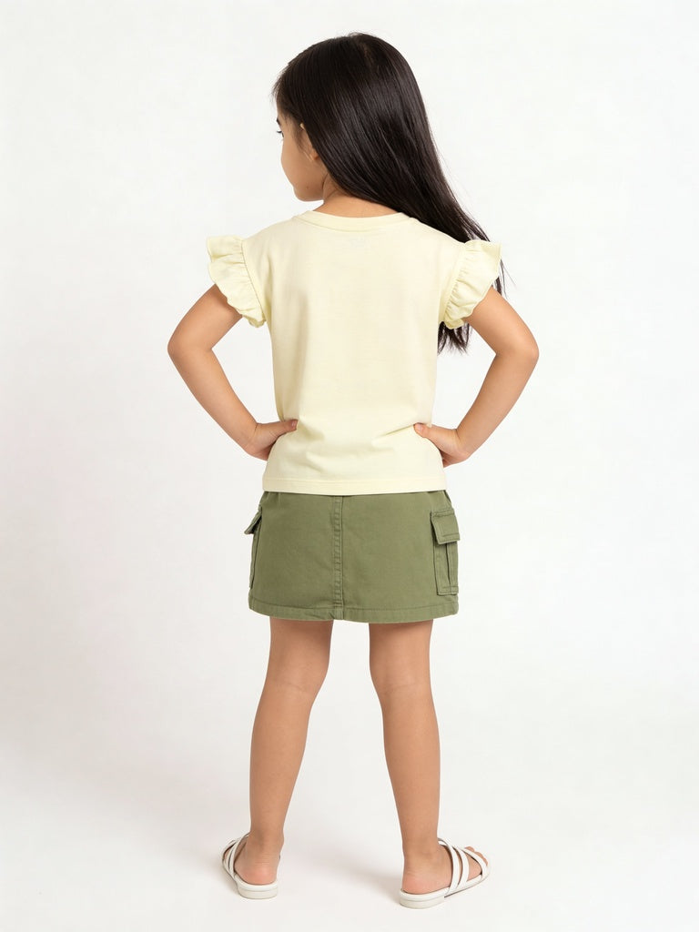 HOP Kids Girls Light Yellow Popsicle Printed Cotton Top