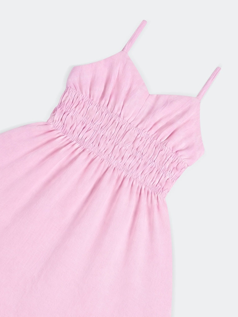 Girls Pink Cotton Flared Dress