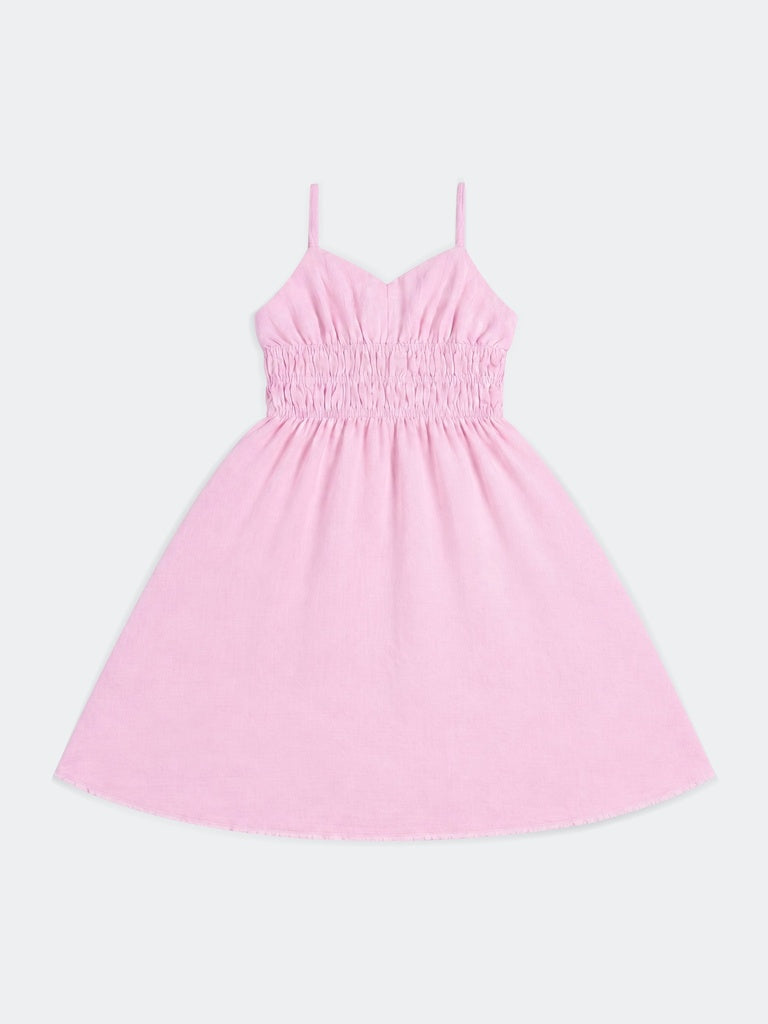 Girls Pink Cotton Flared Dress