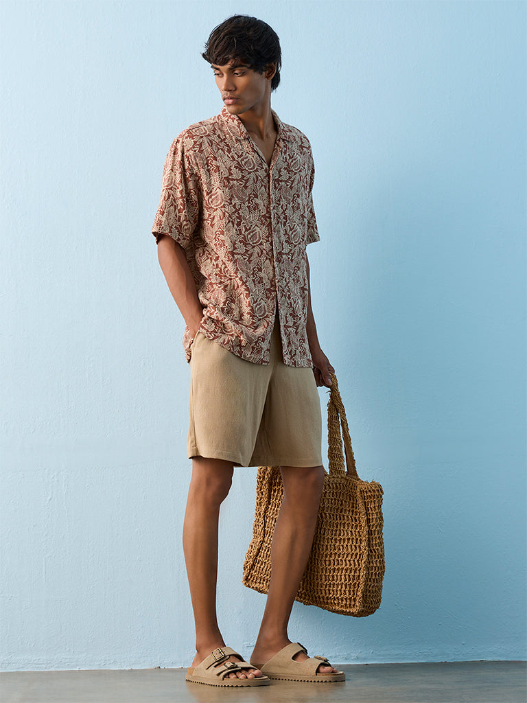 ETA Beige Relaxed-Fit Mid-Rise Shorts