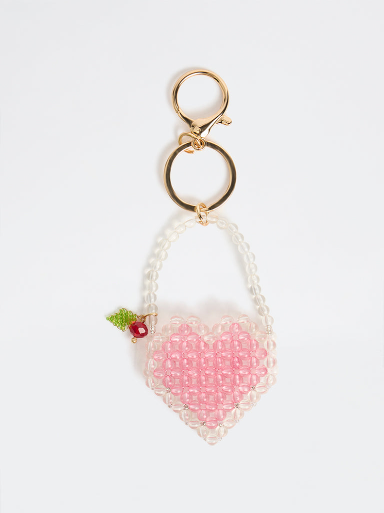 Westside Accessories Pink Heart-Design Beaded Bag Charm