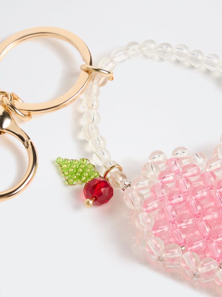 Westside Accessories Pink Heart-Design Beaded Bag Charm