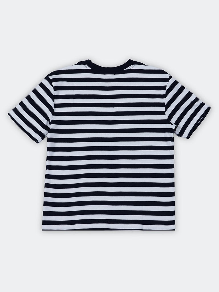 Nuoflexx Navy Striped Regular-Fit Cotton T-Shirt
