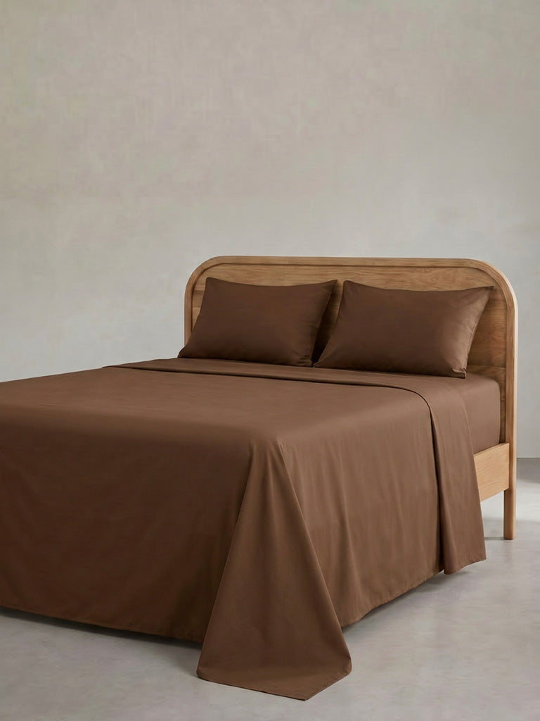 Westside Home Brown Solid King Bed Sheet Set