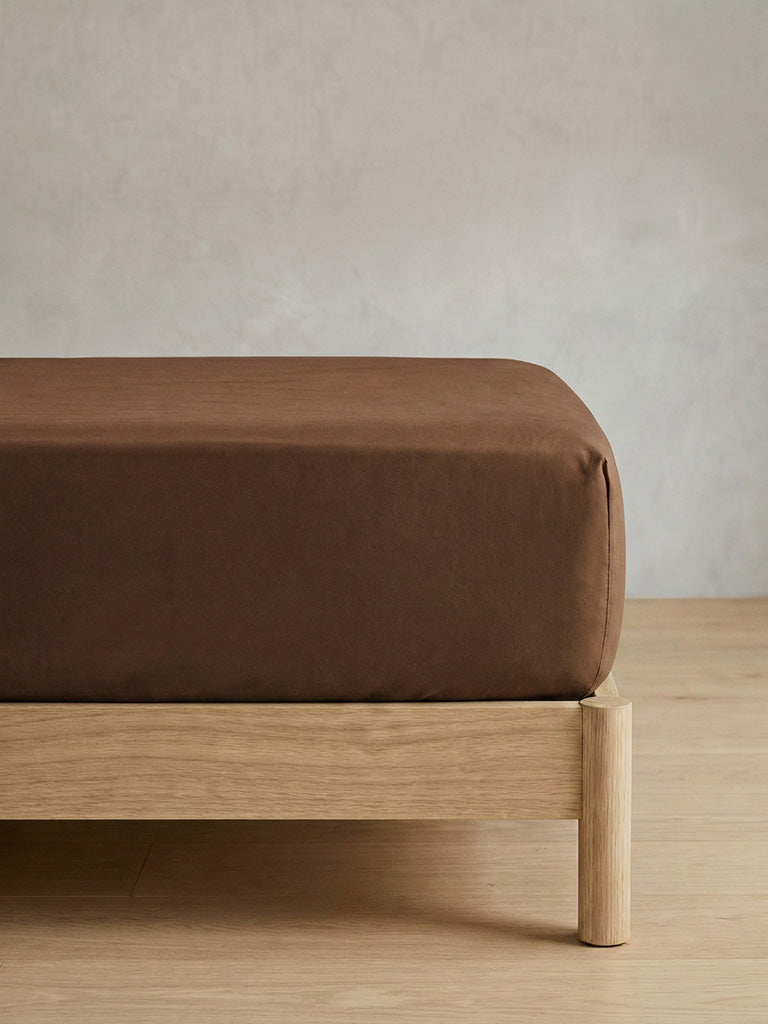 Westside Home Brown Solid King Bed Sheet Set