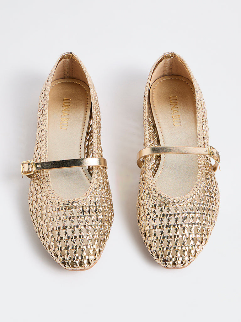 LUNA BLU Gold Mary Jane Shoes