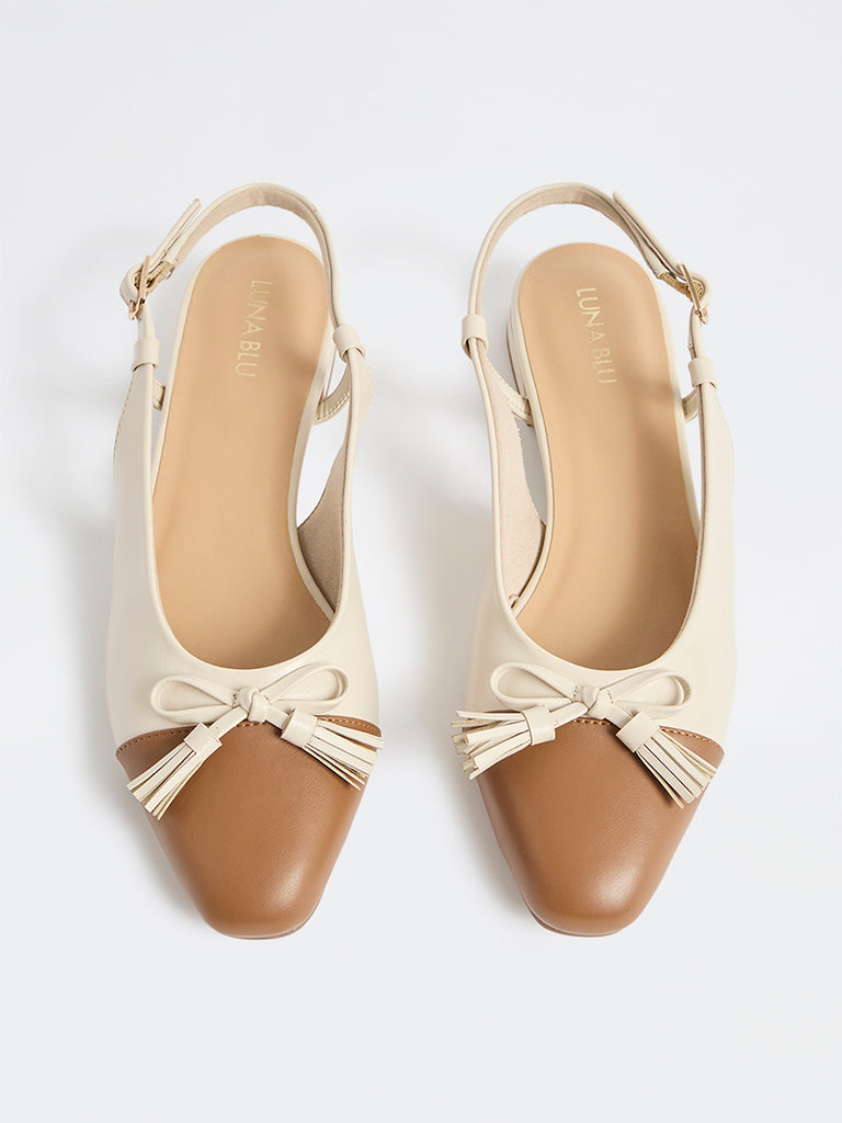 LUNA BLU Ivory Slingback Sandals