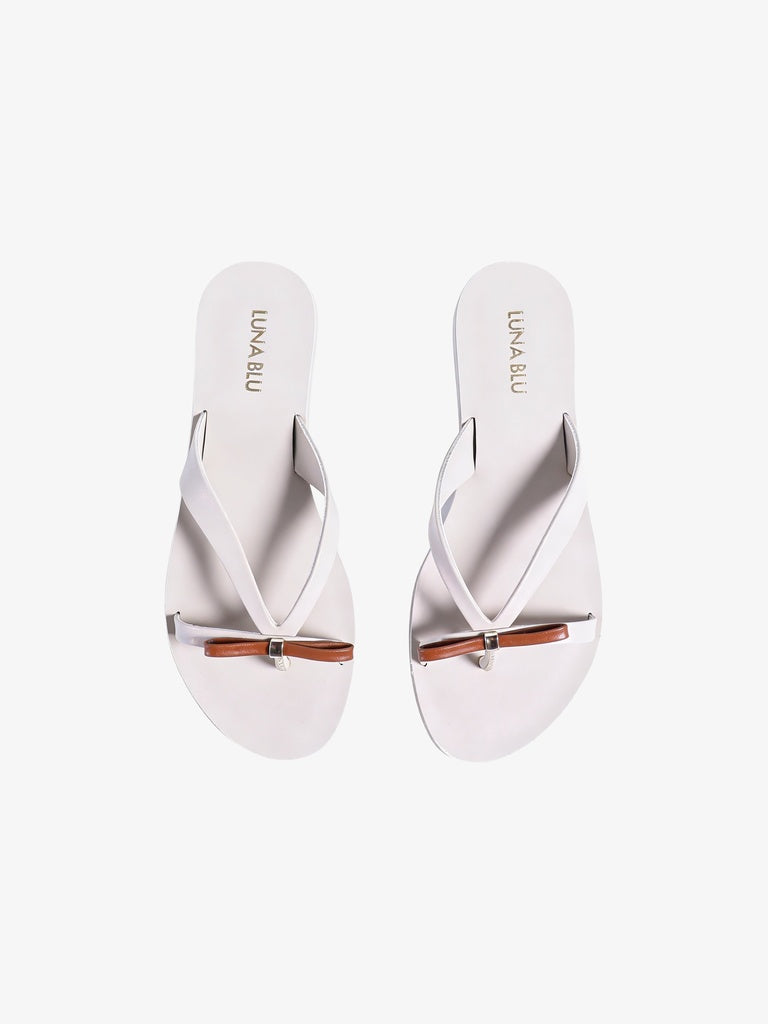 LUNA BLU Ivory Mini Bow Detail Sandals