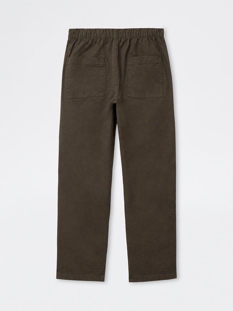 WES Casuals Cotton-Blend Olive Relaxed-Fit Mid-Rise Chinos