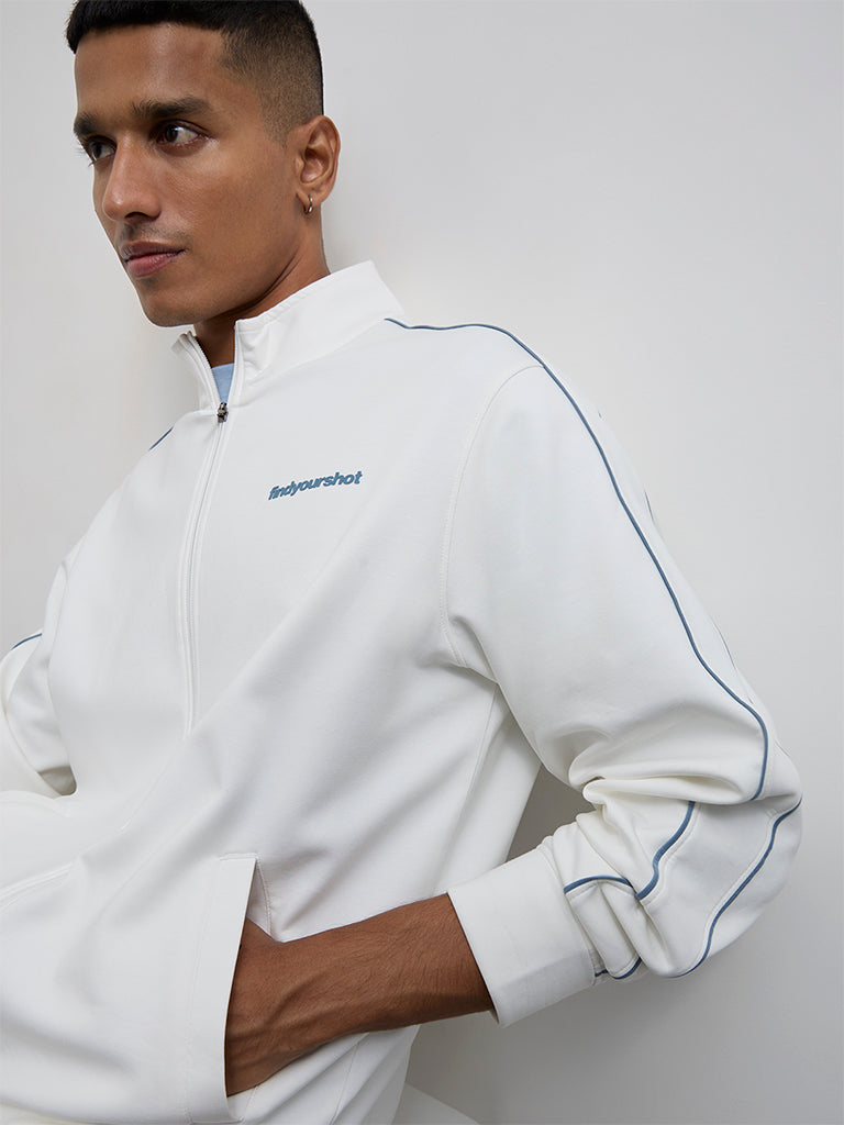 Nuoflexx White Text Printed Relaxed-Fit Jacket