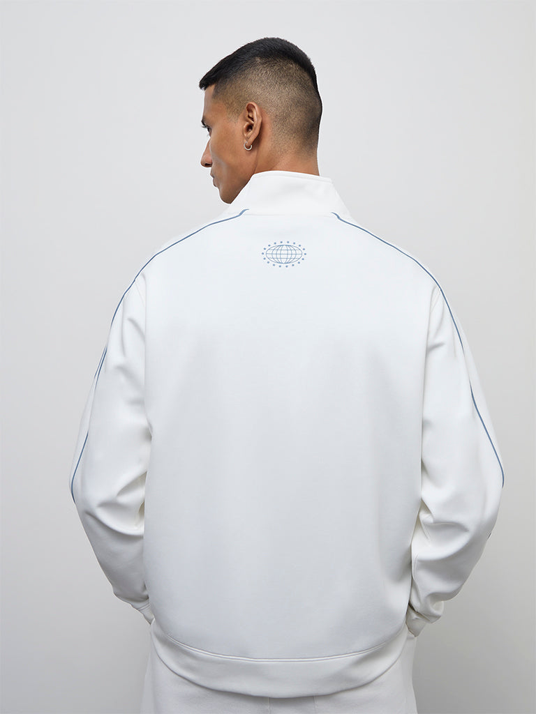Nuoflexx White Text Printed Relaxed-Fit Jacket