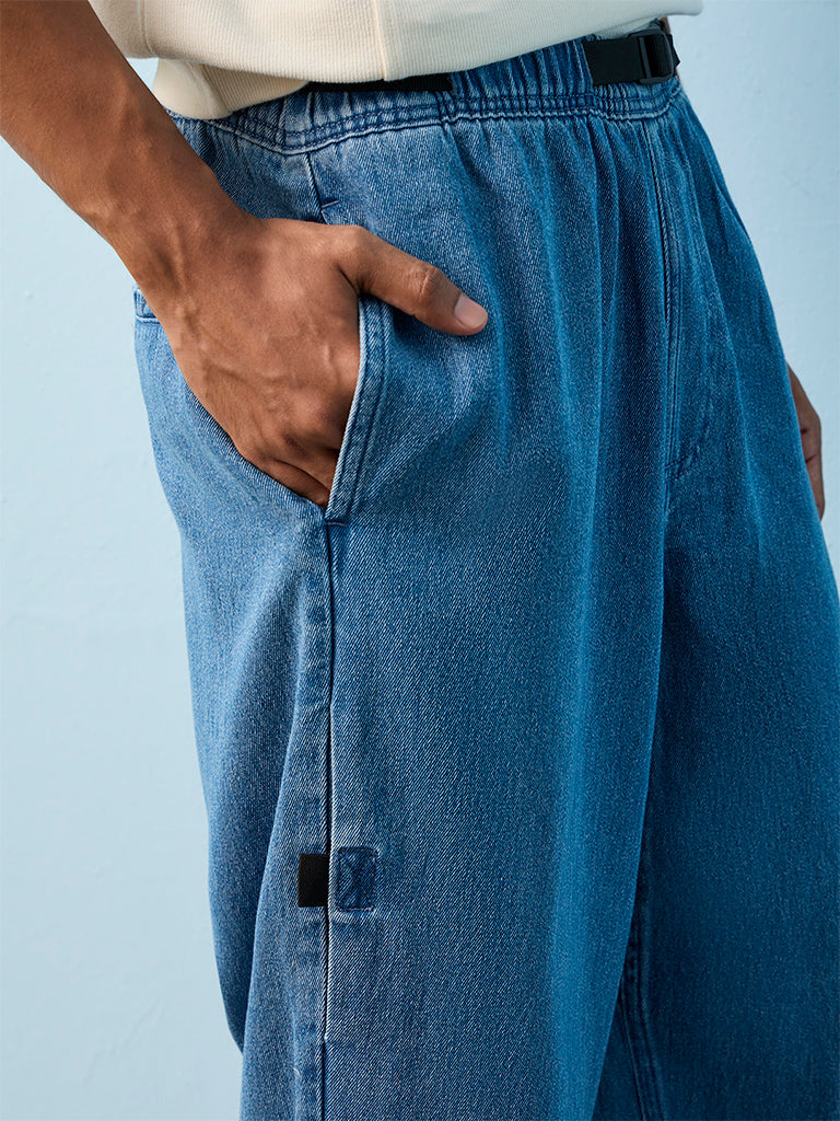 Nuon Blue Solid Loose-Fit Mid-Rise Jeans