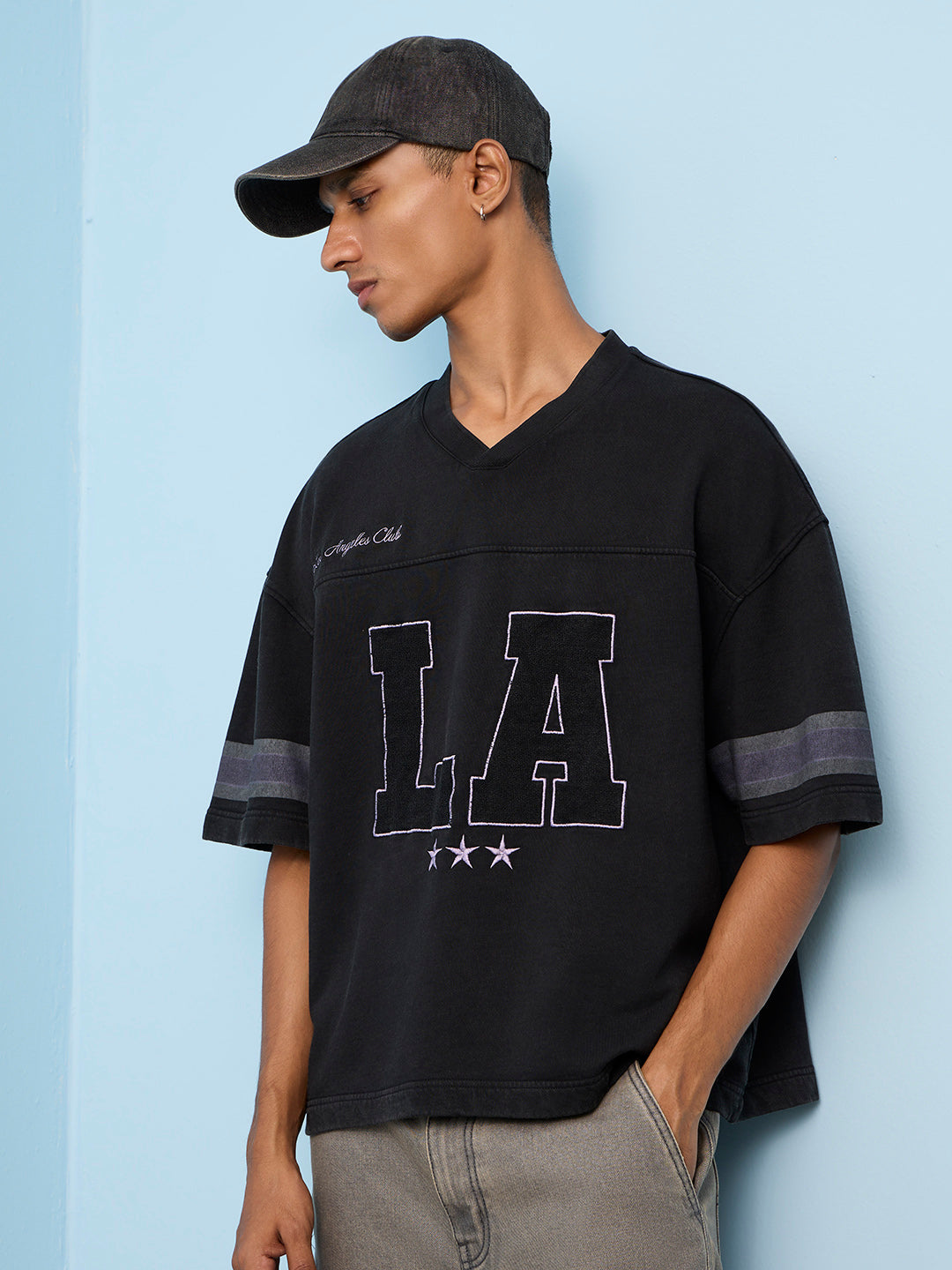 Nuon Black Text-Design Oversized-Fit T-Shirt