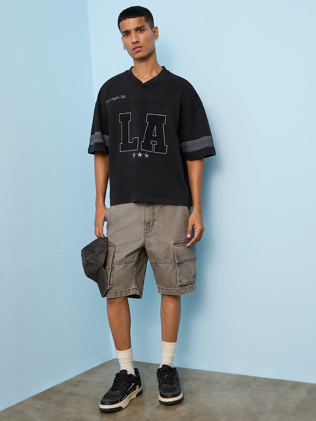Nuon Black Text-Design Oversized-Fit T-Shirt