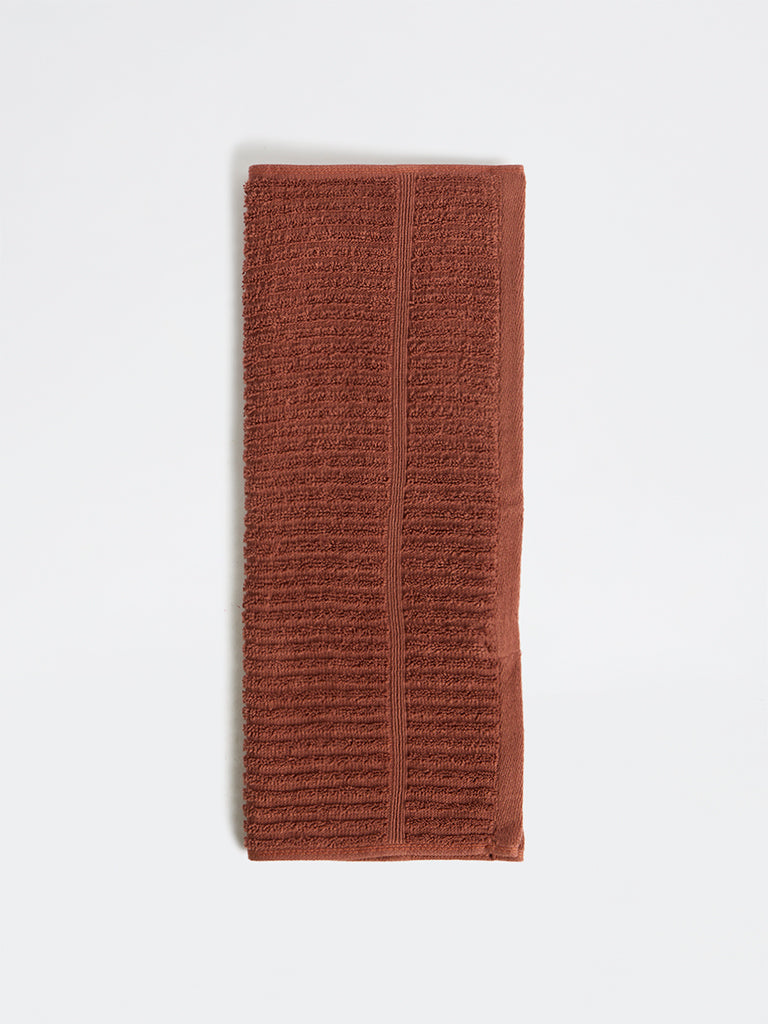 Westside Home Brown Knit-Textured Hand Towel