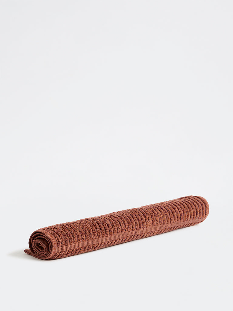 Westside Home Brown Knit-Textured Hand Towel