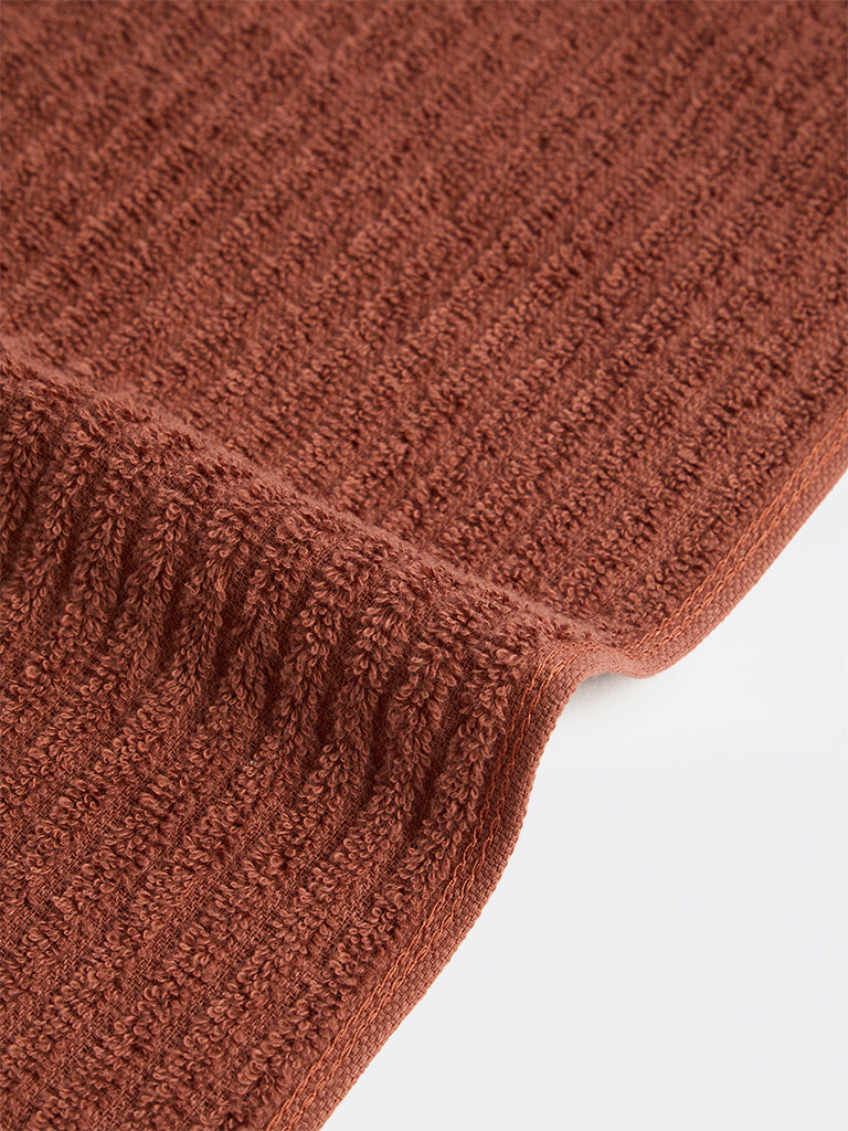 Westside Home Brown Knit-Textured Hand Towel
